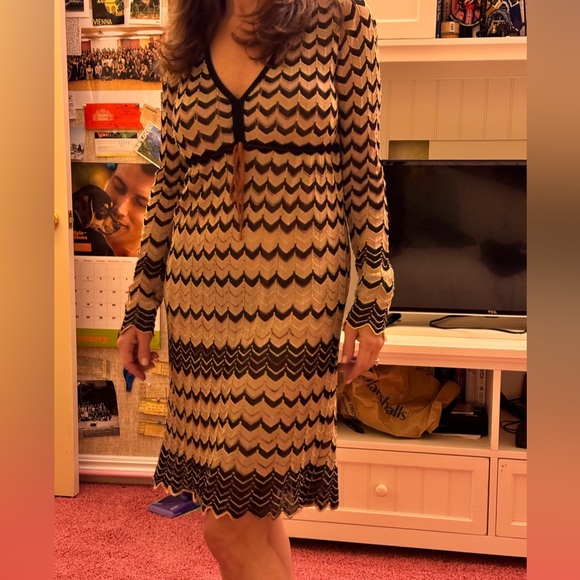 Vintage Missoni tan & black signature chevron knit dress - Picture 7 of 8